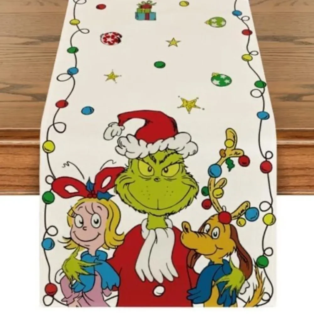 The Grinch Christmas Table Runner Merry Christmas Table Cover New Year